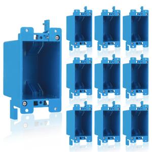 10 Pack Single Gang Electrical Outlet Box, Old Work Box, 14 Cubic Inch Switch Box Plastic Outlet Box 1-Gang Electrical Outlet Box Extenders for Residential Commercial Old Job Applications