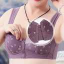 Bras for Older Women, Front Closure Push up Bra, No Underwire Front Closure Comfort Senior Snap Closing Bra Beige, Cup Size: DDD-42