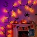 2 x [8 Modes & Timer] 6Ft 45 LED Halloween Willow Vine Twig Garland with Orange Lights - Battery Operated, Waterproof Halloween Decor for Indoor Wall, Fireplace Mantle, Home Party (Pumpkin, 6FT)