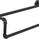 MyGift Double Towel Bar for Bathroom, Wall Mounted Bath Towel Rack, Hand Towel Holder, Farmhouse Rustic Bathroom Decor, Industrial Pipe Metal Matte Black