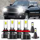Lights Compatible With GMC Sierra 1500 2007-2013, 9005/HB3/H10 High Beam H11/H8/H9 Low Beam H16 Fog Light Bulbs, 6500K White Light, Plug and Play,Pack of 6