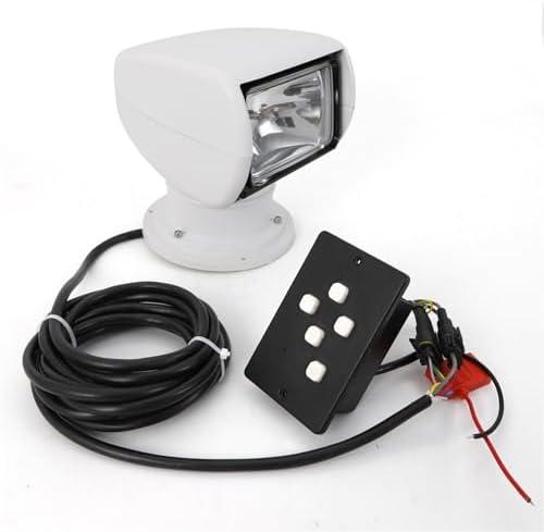 LIYUANJUN Search Light, Marine Spotlight 100W 12V Boat Remote Control Spot Light for Truck Fishing Boat Car 360° Rotating Portable Halogen Searchlight Luminous Flux 2500LM