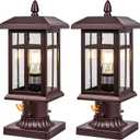 Brilvibera Bronze Post Lights Dusk to Dawn 2 Packs, Outdoor Post Mount Outdoor Light Fixtures, Bronze Patio Pole for Lights Waterproof, Exterior Lamp Post Light Fixture for Path Garden Yard Patio
