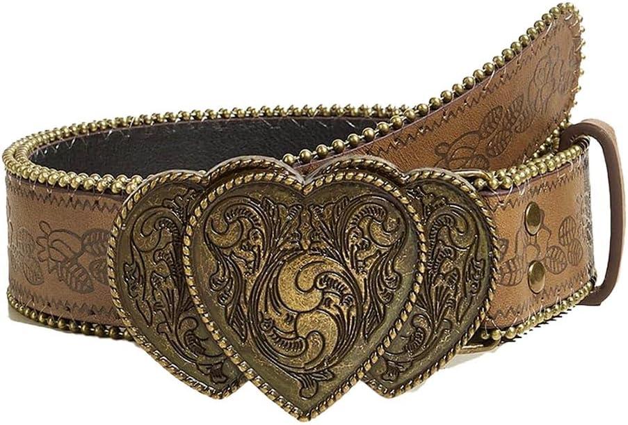 Women's Western Belt Vintage Studded Floral Leather Belts for Jeans Pant Dress