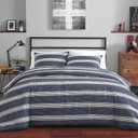 Nautica - Twin/Twin XL Comforter Set, Soft & Reversible Cotton Bed Set for Year Round Comfort, 2 Piece Striped Bedding with Matching Pillowcase (Craver Navy)