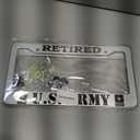 2 PCS for US Army Retired License Plate Frames,Matte Black Aluminum Veteran License Plate Holder License Plate