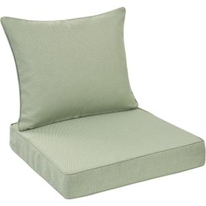 Outdoor Deep Seat Cushion Set 24 x 24 Inch, Waterproof Patio Furniture Cushions with Removable Cover, Outdoor Chair Cushions for Couch, Sofa and Patio Chairs, Light Green
