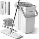 JOYMOOP Mops and Bucket with Wringer Set with 61" Mop Handle with Flexible 13" Flat Head with Flat Mop