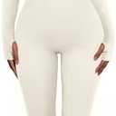 Vigorics Women's Yoga Long Sleeve Jumpsuit with Tummy Control Workout Ribbed Bodysuit Square Neck Bodycon, Medium