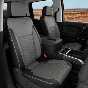 Custom Leather Seat Covers for Silverado/Sierra 1500 2019-2026, 2500HD 3500HD 2020-2026 Crew Cab Full Set with Jump Seat Cover (Armrest Storage Version Only), Truck Accessories