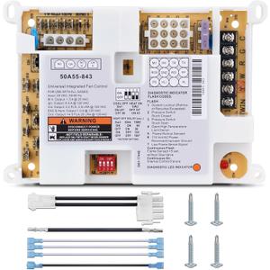 50A55-843 Integrated Furnace Control Board Compatible with White Rodgers Silicon Carbide Ignition Modules, Universal OEM Replacement with Install Accessories, 24/120 VAC