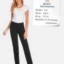 Tapata Women's Stretchy Straight Dress Pants with Pockets Tall, Petite, Regular for Office Work Business 32", Black, S