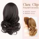 Wavy Claw Clip Ponytail Extension Clip in Ponytail Clip on Hair Extensions For Women 14 Inch Pony Tails Hair Extensions Fake Ponytail#4 Dark Brown