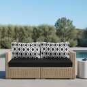 idee-home Outdoor Cushions for Patio Furniture, Outdoor Seat Cushion, Waterproof Hampton Bay Deep Seat Replacement Couch Chair Cushions for Garden Lawn Backyard Deck, 26.5 x 26.5 Black Pattern (Leaf Geometry Black)