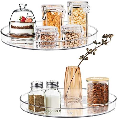 2 Pack Lazy Susan Organizer, 10.6" Clear Lazy Susan Turntable for Kitchen Cabinet,Turntable Organizer for Countertop, Pantry Organization and Storage