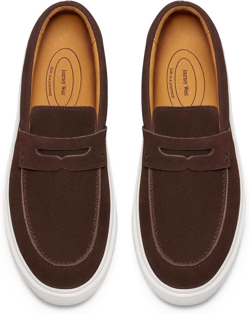 Journey West Men's Vintage Loafers for Men Belgian Loafers Slip-on Loafer Penny Loafer Casual Loafers (11)