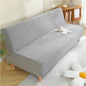 Twill Armless Sofa Covers Slipcovers with Elastic Band, Folding Couch Sofa Bed Futon Cover, All-Inclusive Futon Mattress Covers Slipcovers, Thicken Furniture Protector for Living Room,B