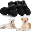 DOGOYS Dog Shoes, Outdoor Dog Boots Non-Slip Waterproof Dog Booties for Medium to Large Dogs 4Pcs for Winter Snowy Day, Summer Hot Pavement with Rugged Sole Black