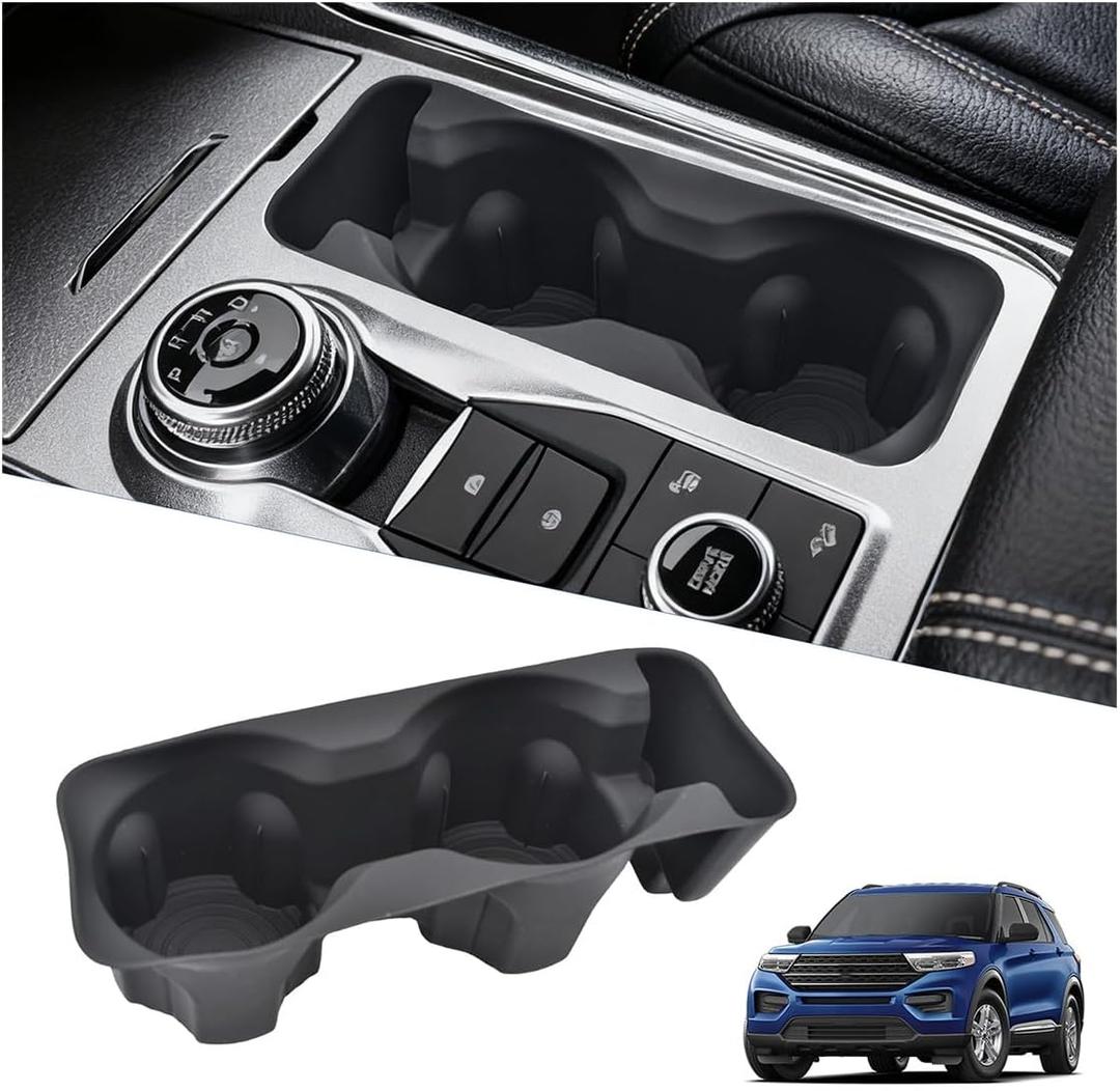 Cup Holder Inserts for Ford Explorer 2020-2024 Accessories, Non-Slip Silicone Center Console Protector Organizer to Prevent Spills & Scratches for Explorer Interior Accessories
