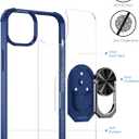 Ring Kickstand Clear Phone Case for iPhone 15 (6.1 Inch),Drop Protection Slim Protective Shell Cover,Flexible Bumper + Hard Back + Ring Stand Fits Magnetic Car Mount,Blue