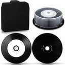 25 Pcs Recordable Blank Media Discs 700MB 80 Minutes 52X with White Inkjet Printable Center and Black Recording Surface for Music Data (with 25 Pcs Kraft Paper Bag)