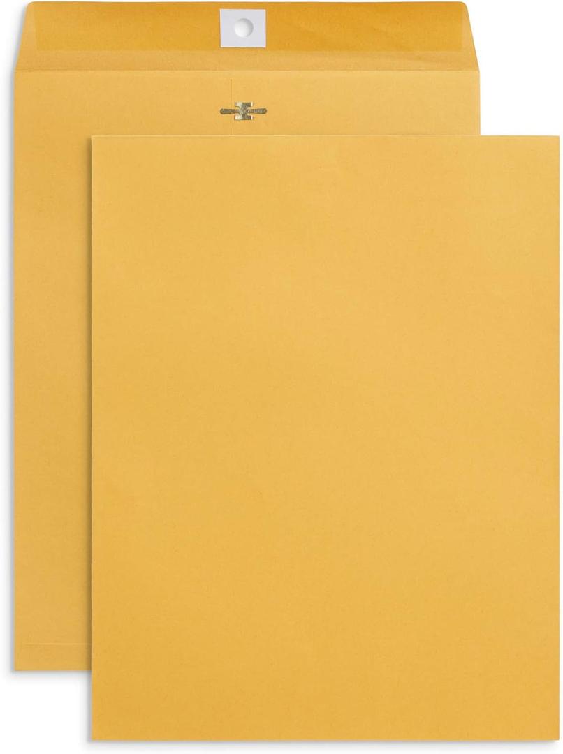 Blue Summit Supplies 100 10 x 13 Clasp Envelopes with Gummed Seal, Large Clasp Mailing Envelopes Made From 28lb Kraft Paper, For Mailing Larger Papers or Magazine, Bulk 100 Pack (Brown)