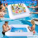 Pool Inflatable Game Table with Waterproof Playing Cards(35.5 inches35.5 inches,Blue/White)