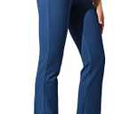 Willit Women's  Pants Bootcut Stretch Work Slacks Office Casual Pants Belt Loops Dark Blue M