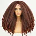 SOKU Afro Curly Lace Front Wig Synthetic Copper Red T Part 20 Inch Crimp to Curl Kinky Straight with Curly Ends Pre-plucked with Baby Hair Transparent Swiss Lace Yaki Texture Ginger Wigs for Women