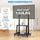 Rfiver Mobile TV Cart Rolling TV Stand for 37-75 inch TVs Up to 150lbs