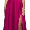 MUSHARE Women's V Neck Sleeveless Split Formal Dress Cocktail Party Prom Long Dresses (Large, Magenta)