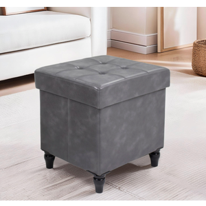 GLAXYFUR Storage Ottoman Bench, 15 Inches Foldable Ottoman Foot Stool with Legs, PU Leather Footrest for Living Room, Bedroom, Dorm