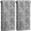 2 Pcs Bigfoot Sasquatch Hand Towels for Bathroom, Gray 100% Cotton Absorbent Jacquard Weave Decorative Towels for Bathroom Kitchen Decor Men Sasquatch Gift, 13.7 x 29.5 Inch