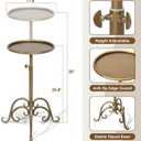 Adjustable-Height Metal Martini Cocktail Table, Vintage Bronze Small Round Drink Table with Decor Iron Legs, Antique Gold Pedestal Side Table for Small Spaces Bedroom Living Room
