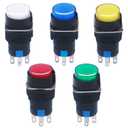 mxuteuk 5pcs 16mm DC12V Momentary LED Push Button Switch Round Cap 1 NO 1 NC SPDT ON/Off Switch with Lamp 5 Color Light CB16AY-11D-DC12V