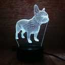 French Bulldog Night Light 3D Illusion Table Lamp Puppy Dog 7 Changing Color Toys Birthday Christmas Gifts for Kids Boys Girls Home Bed Room Decor