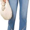 Sidefeel Women's Capri Jeans High Waisted Stretchy Skinny Jeans Trendy Cross Raw Hem Summer Cropped Denim Pants Iceland Blue Size 4