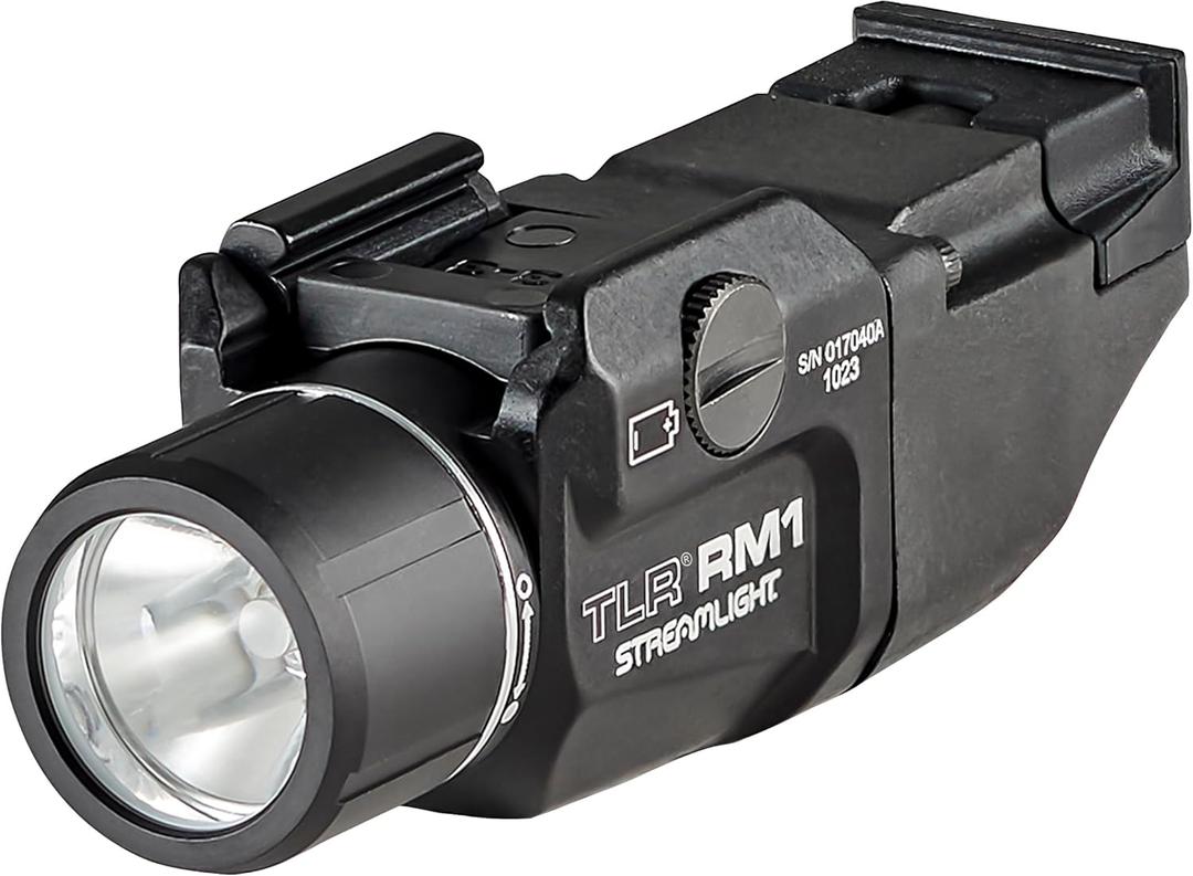Streamlight 69440 TLR RM 1 500-Lumen Low-Profile Rail Mounted Tactical Lighting System with Rail Locating Keys, Remote Pressure Switch, Mounting Clips and CR123A Battery, Black