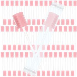 Mumufy 500 Pcs Disposable Oral Swabs for Toothbrush Oral Swabs Bulk Dental Swab Sticks 4.92" Sponge Individually Wrapped Care for Mouth (Pink)