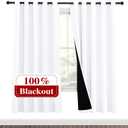 NICETOWN 100% Blackout Window Curtain Panels, Full Light Blocking Drapes with Black Liner for Nursery, 72-inch Drop Thermal Insulated Draperies (White, 2 Pieces, 62-inch Wide Per Panel)