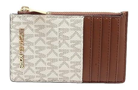 Michael Kors Jet Set Travel Top Zip Card Case Wallet Coin Pouch Vanilla