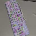 Wired Keyboard, 104 Keys Full-Sized Typewriter Keyboards, USB Office Keyboard with Number Pad, Caps Indicators, Foldable Stands for Windows, PC, Laptop, Desktop (Purple Colorful)