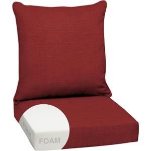 Arden Outdoor Foam Deep Seat Cushion Set, 24x24, Premium High-Density Foam, Never Flattens, Weather-Proof for Patio Chair Sofa Couch, Ruby Red Leala