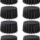 8 Pack Round Tablecloth 90 Inch Black Table Cloth for Round Tables, Washable Polyester Tablecloth Stain and Wrinkle Resistant Decorative Table Cloth for Wedding Party Dining Banquet