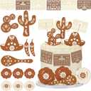 24 Pcs Mexican Fiesta Cake Toppers Mini Mexican Papel Picado Banner Cinco De Mayo Cactus Pepper Sombrero and Flower Cake Decor for Fiesta Themed Party Decorations