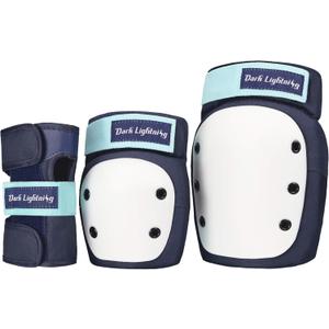 Dark Lightning Kids/Junior/Youth Knee Pads Elbow Pads Wrist Guards 3 in 1 Protective Gear, for Skateboard,Roller Skate,Inline,Cycling,MTB Bike,Scooter