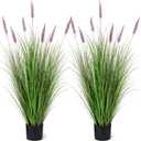 Jexine 2 Pieces Faux Plants Outdoor 4 ft Tall Artificial Lavender Plant Potted Artificial Lavender Faux Greenery Floor Flowers for Housewarming Gift House Garden Bathroom Lobby Outdoor