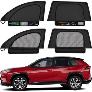 ZATOOTO Car Window Shades for 2019-2024 Toyota RAV4, Double Layer Car Window Covers with Zipper for Airflow & Privacy Toyota RAV4 Side Window Sun Shade Window Screen with Storage Bag for Camping