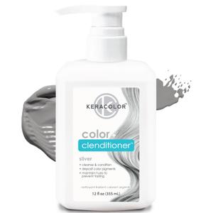 Keracolor Color + Clenditioner 3-in-1 Color-Depositing Conditioner, Gently Cleanses & Conditions, Semi-Permanent Hair Color, 23 Shades, 12 Fl Oz (Silver)