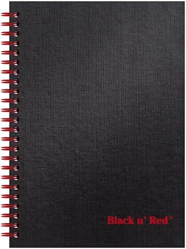 Black n' Red Notebook, Business Journal, 8-1/4" x 5-1/4", 70 Sheets, Ruled, Optik Paper, Scribzee App, Hardcover, Wirebound, Black (L67000)
